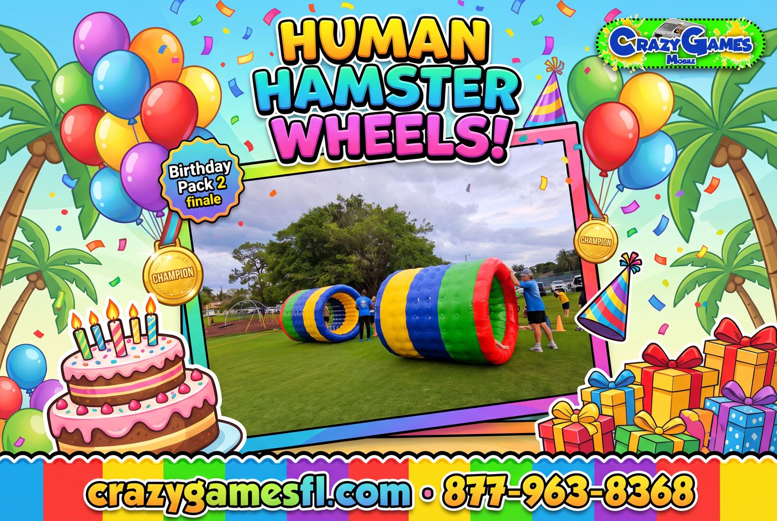 Human Hamster Wheels spotlight ad, Birthday Pack 2 finale