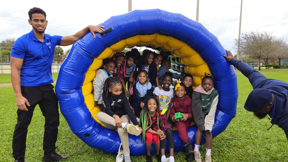 Kids having fun at a real Crazy Games birthday party in Palm Beach County