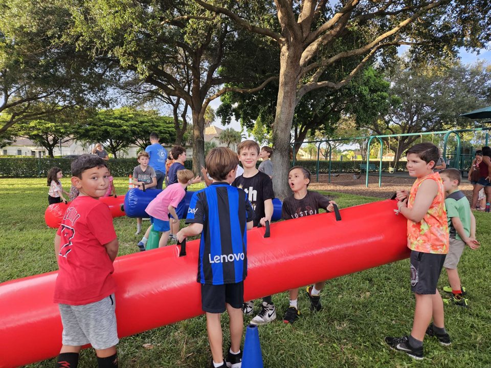 Kids having fun at a real Crazy Games birthday party in Palm Beach County