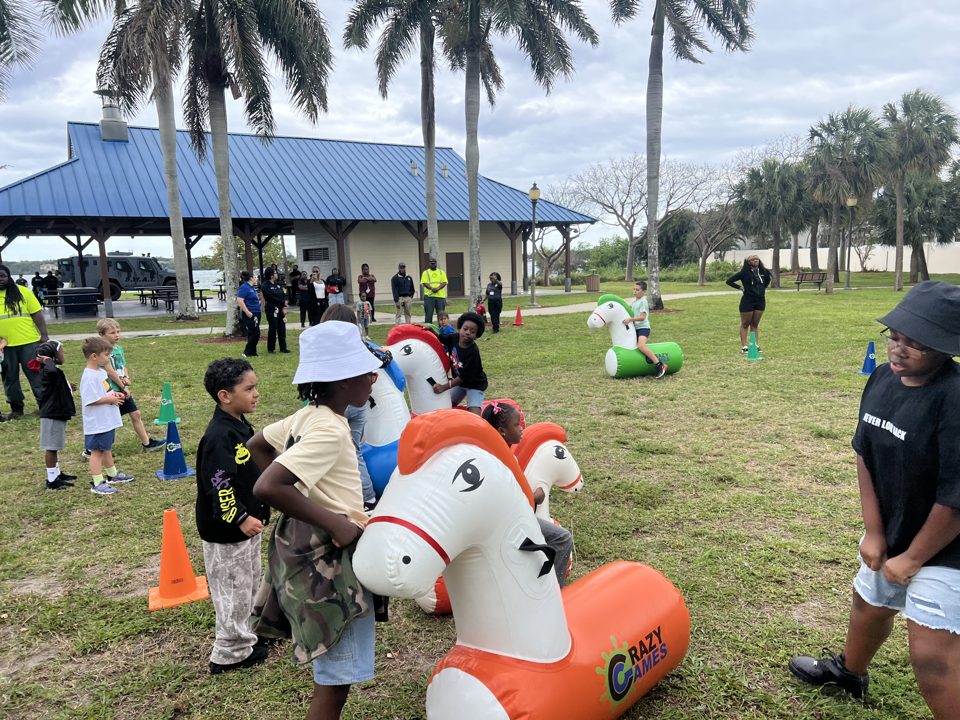Kids having fun at a real Crazy Games birthday party in Palm Beach County