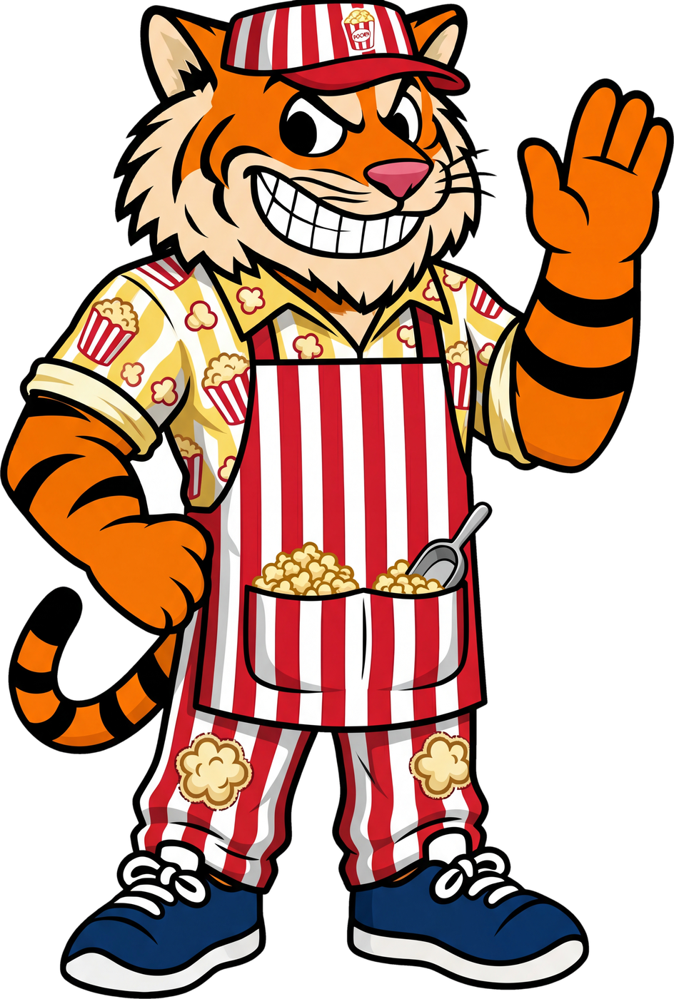 Tyler the Tyger in his popcorn apron