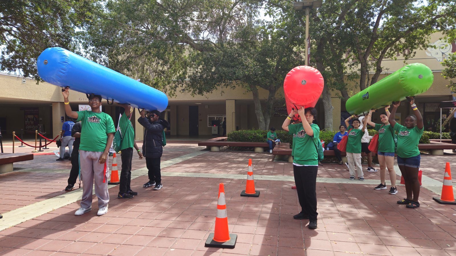 Giant pen races at school at a Crazy Games event