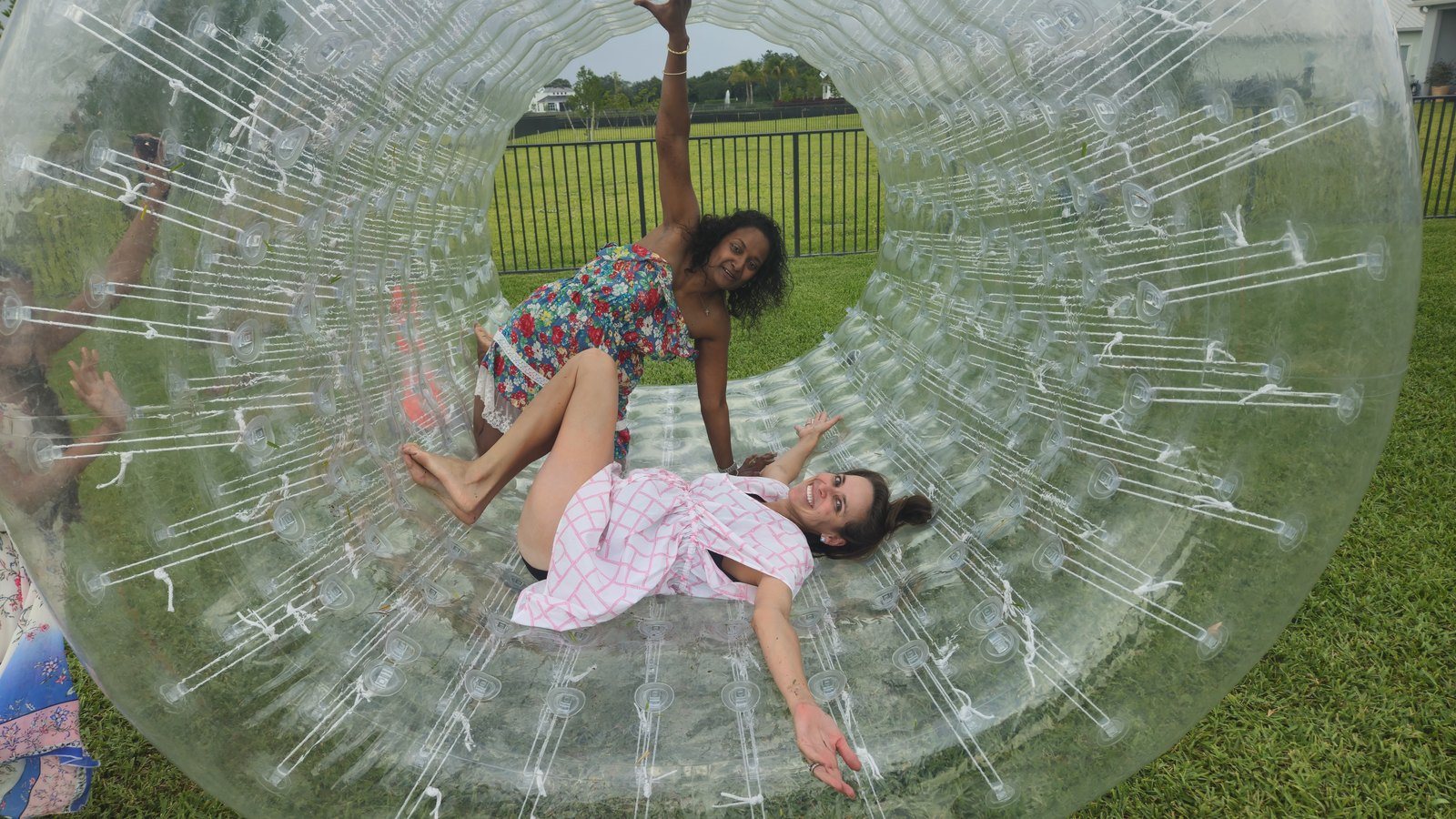 Grown-ups in the hamster wheel at a Crazy Games event