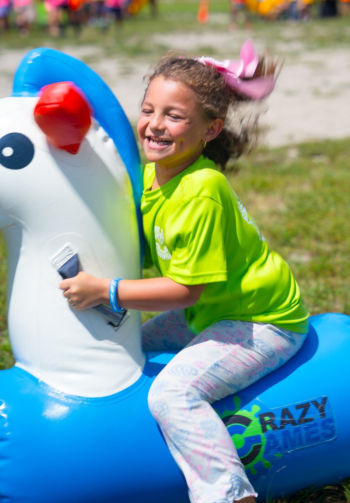 Rocking horse giggles at a Crazy Games event