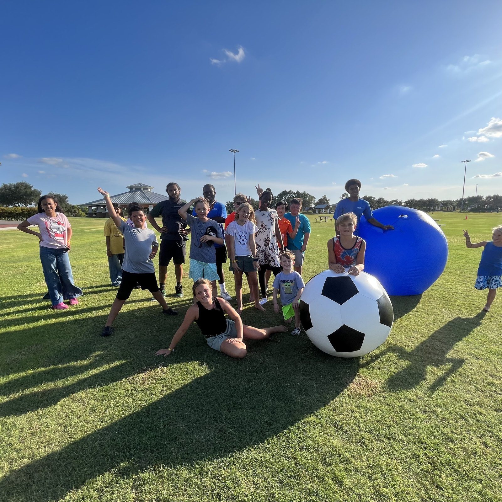 Camp day: giant soccer ball at a Crazy Games event