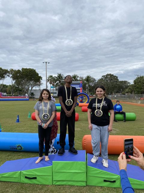 Medal winners at a Crazy Games event