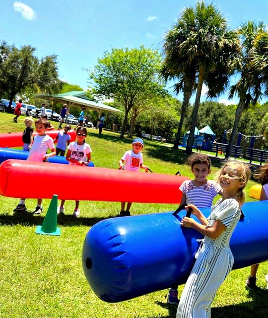 Giant Pen Races at a Crazy Games event