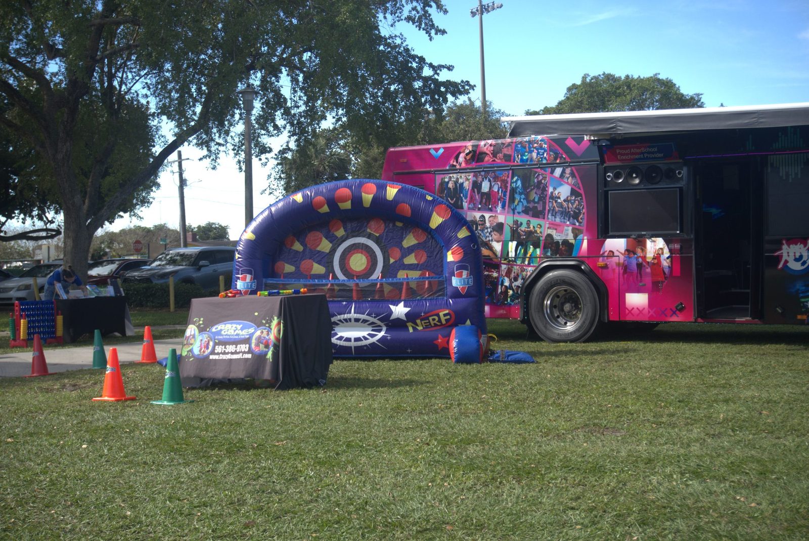 Party bus at a Crazy Games event
