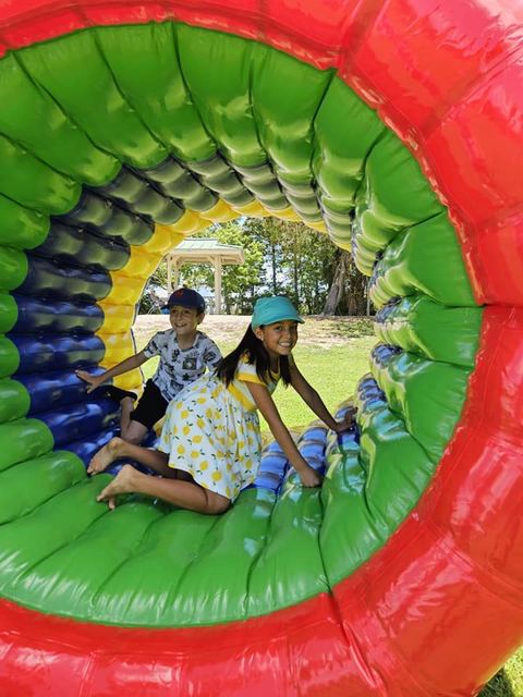 Human Hamster Wheels at a Crazy Games event