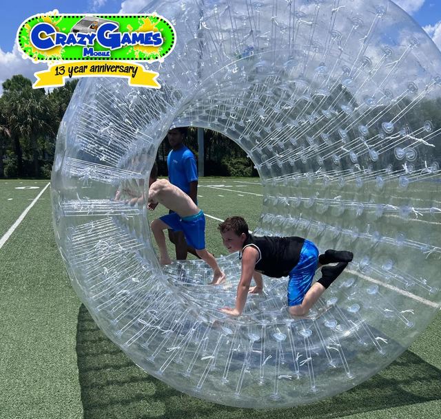Human Hamster Wheel at a Crazy Games event