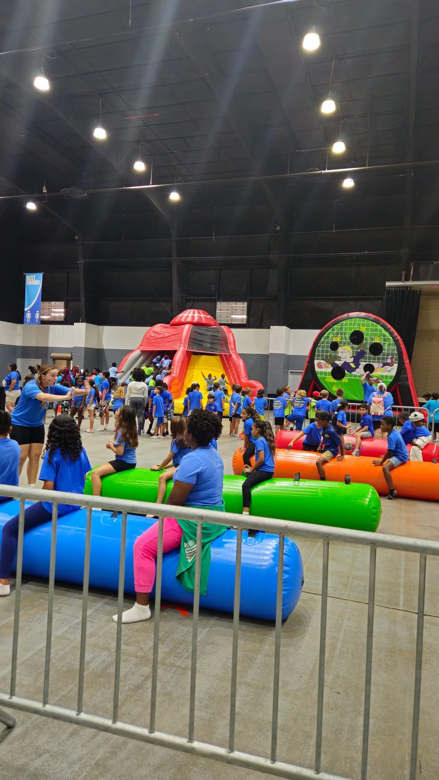Giant Inflatable Soccer Dartboard at a Crazy Games event