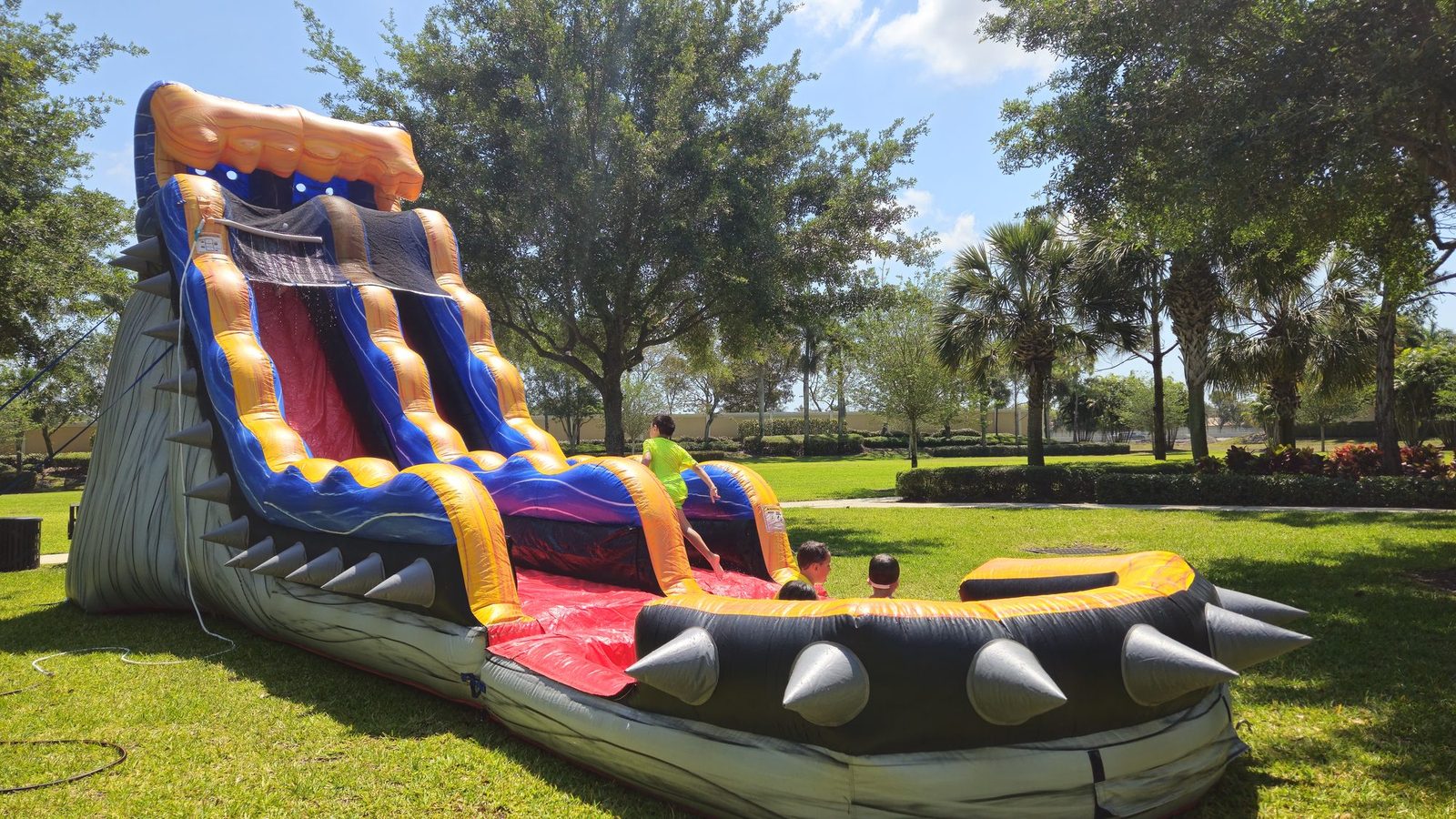 Volcano spike water slide at a Crazy Games event