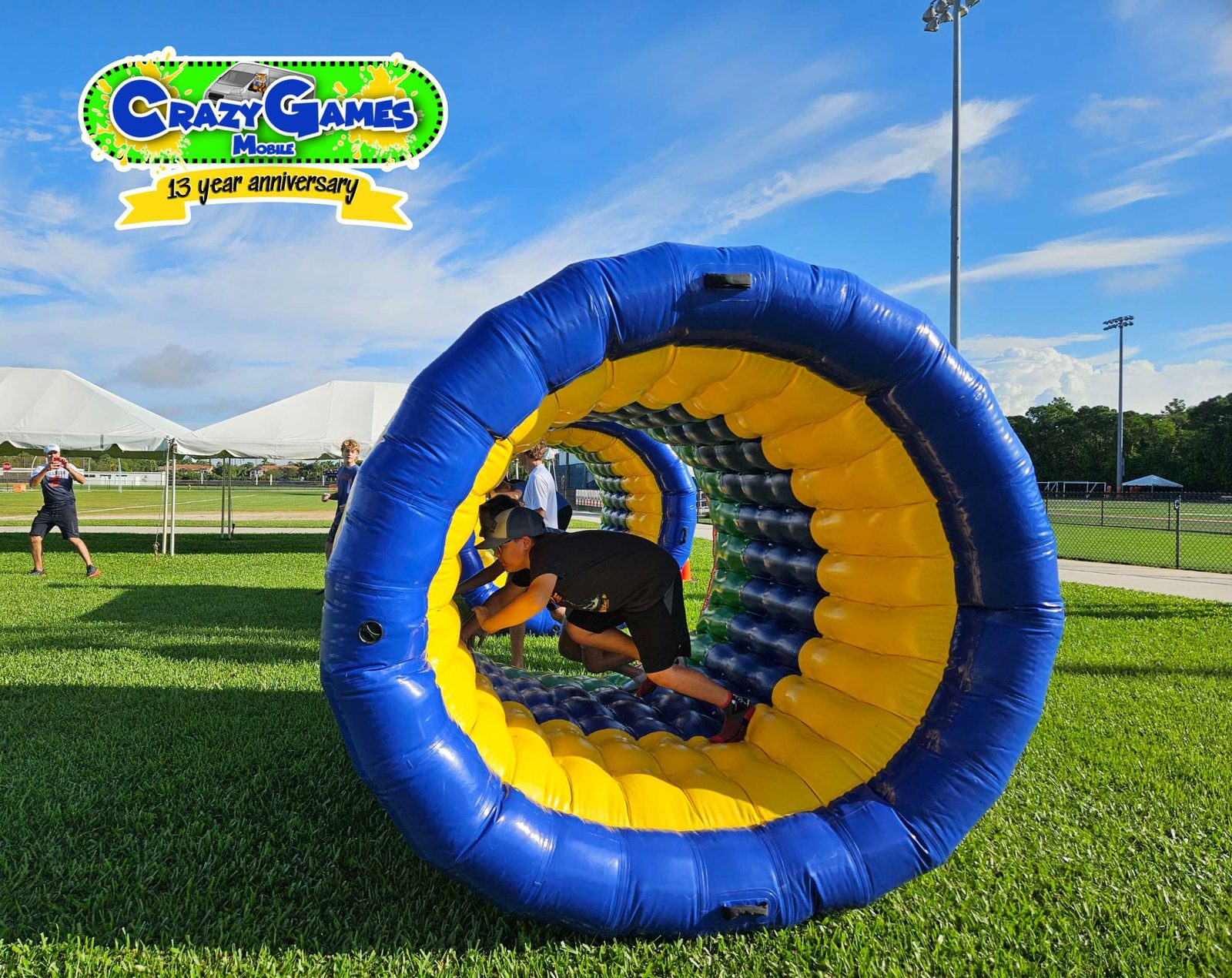 Human Hamster Wheels at a Crazy Games event