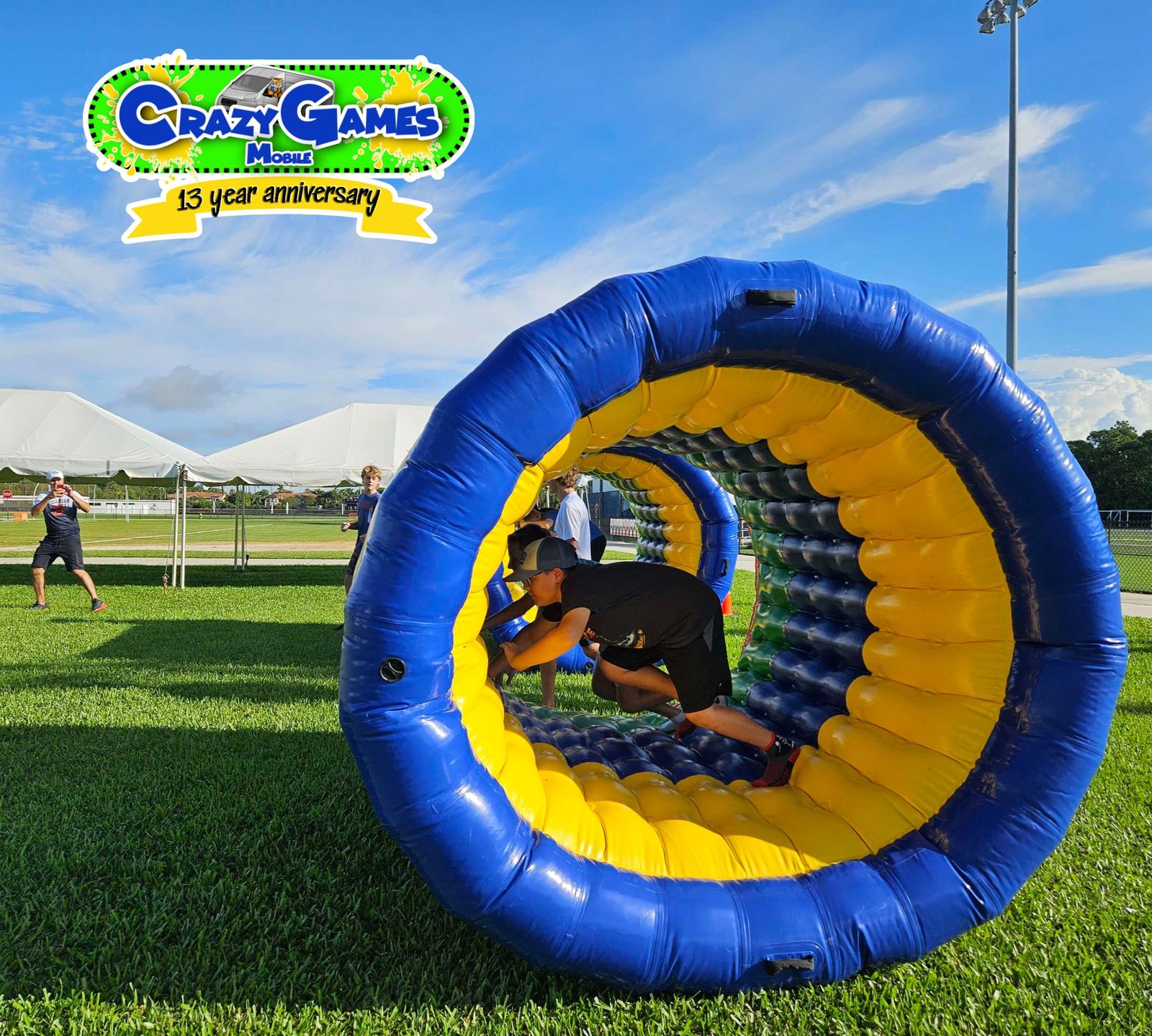 Human Hamster Wheels at a Crazy Games event