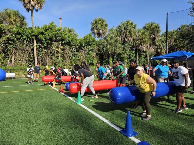 Giant Pen Races at a Crazy Games event