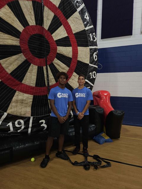 Giant Inflatable Soccer Dartboard at a Crazy Games event