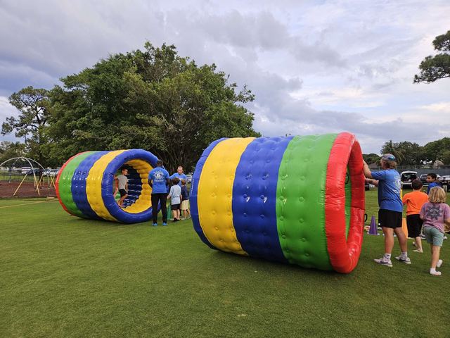 Human Hamster Wheels at a Crazy Games event