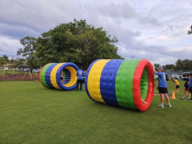 Human Hamster Wheels at a Crazy Games event
