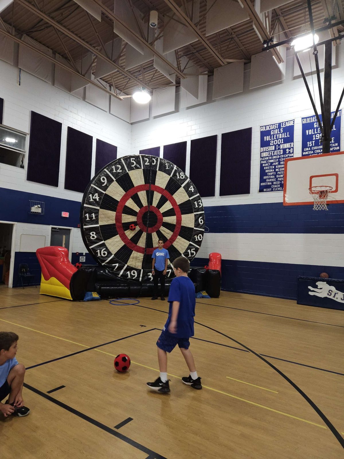 Giant Inflatable Soccer Dartboard at a Crazy Games event