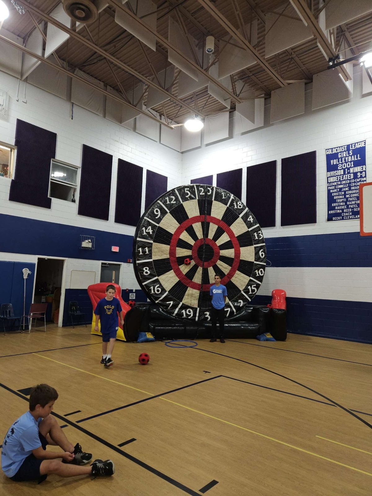 Giant Inflatable Soccer Dartboard at a Crazy Games event