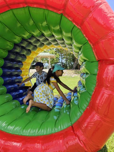 Human Hamster Wheels at a Crazy Games event