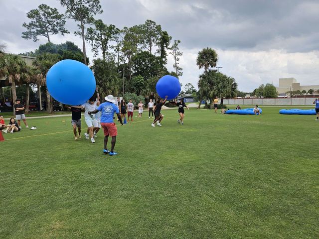 Giant Push Ball at a Crazy Games event