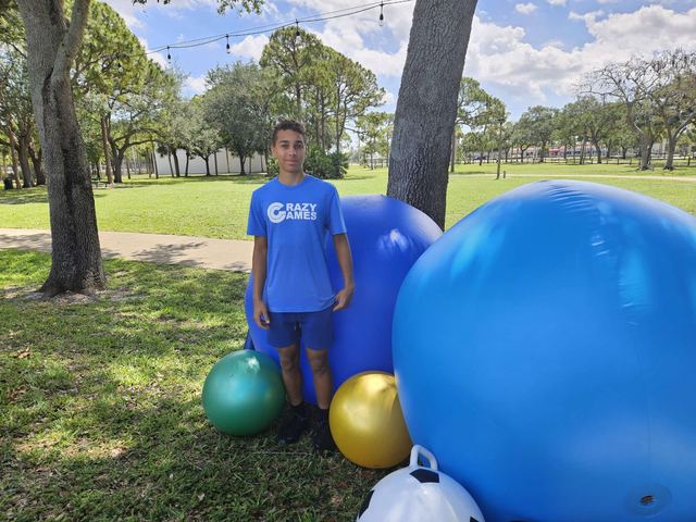 Giant Push Ball at a Crazy Games event