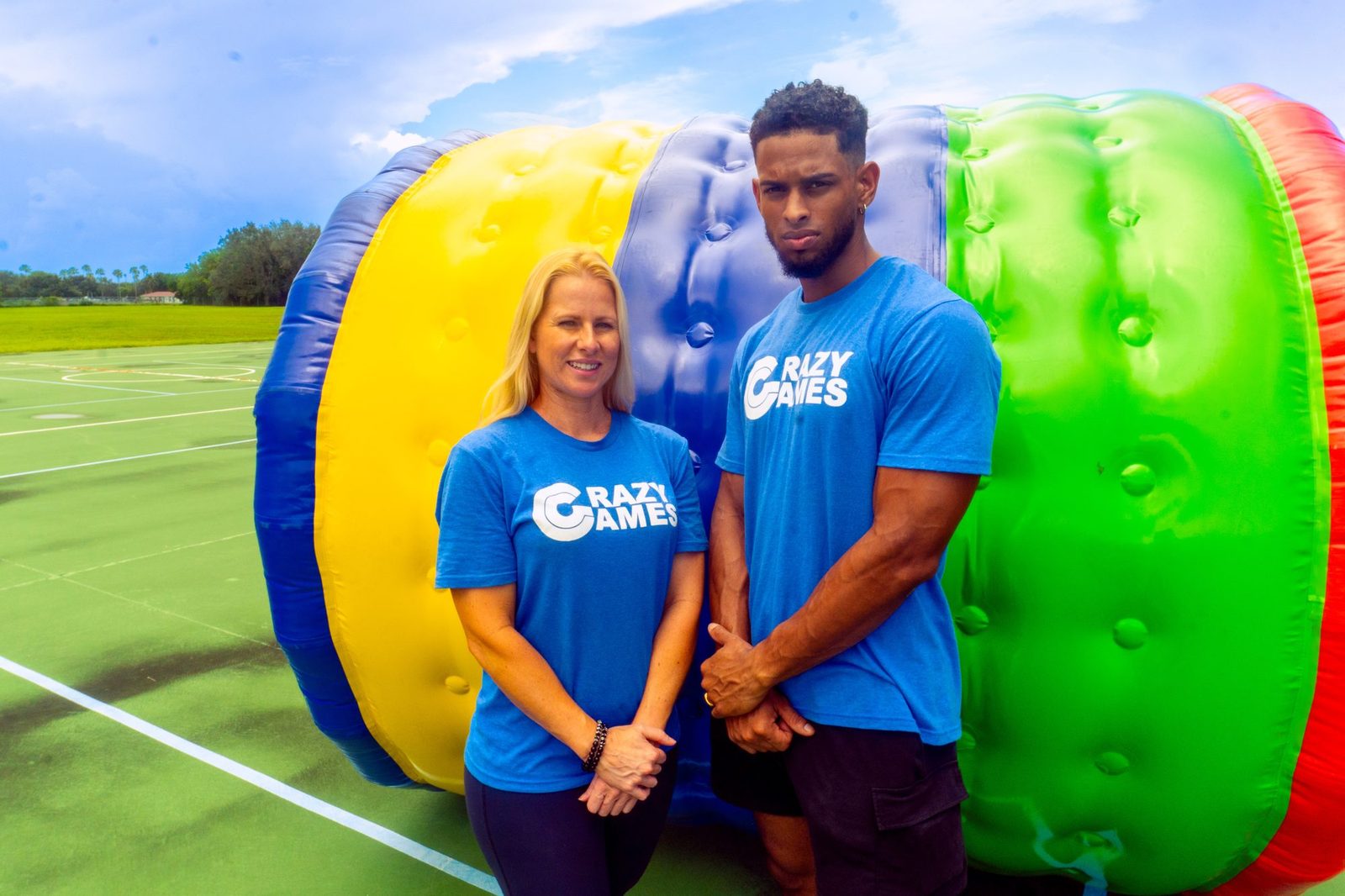Human Hamster Wheels at a Crazy Games event