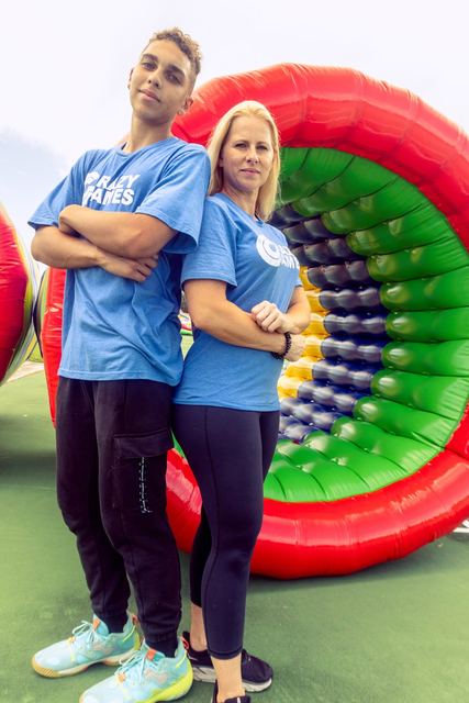 Human Hamster Wheel at a Crazy Games event