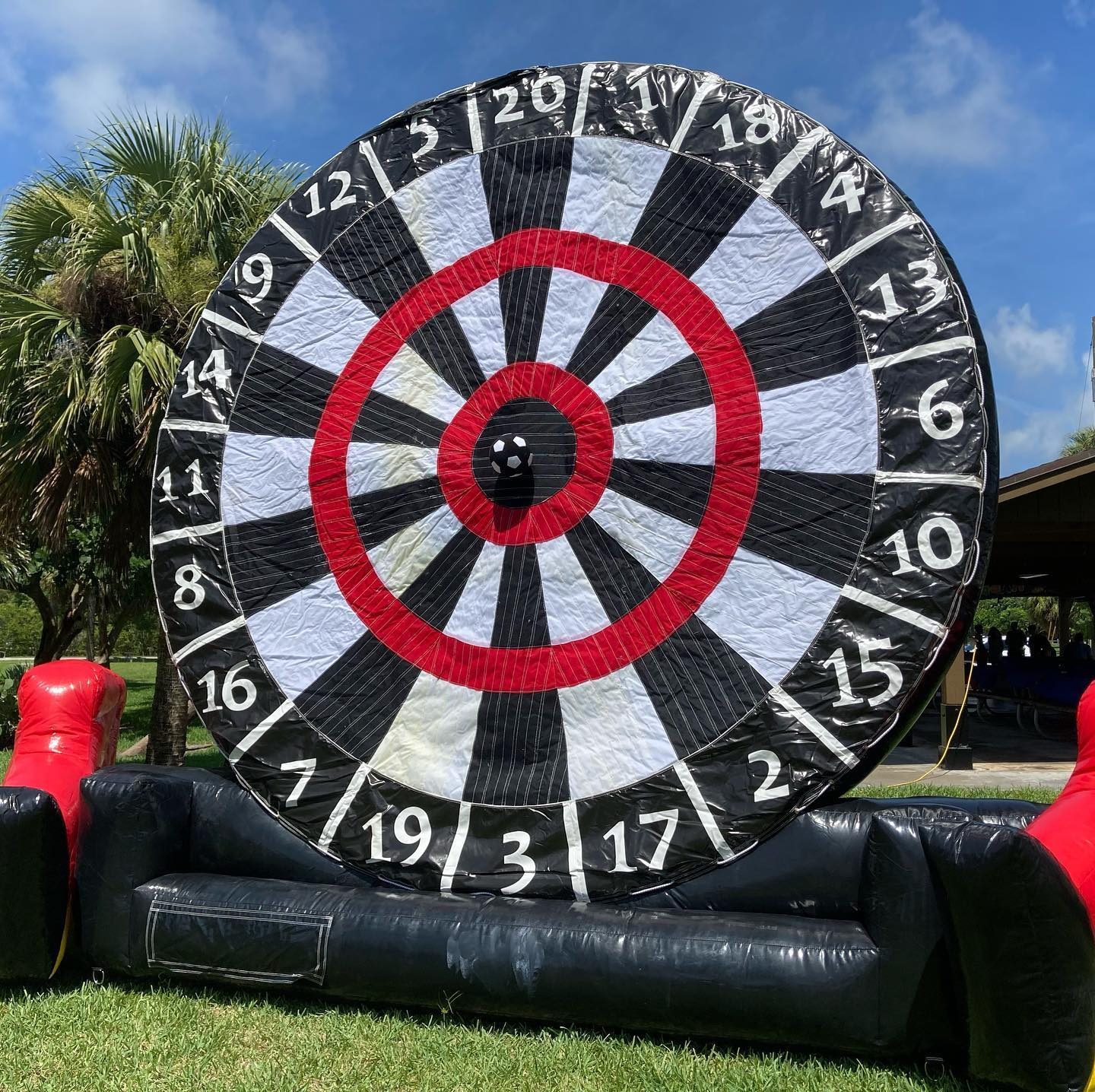 Giant Inflatable Soccer Dartboard at a Crazy Games event