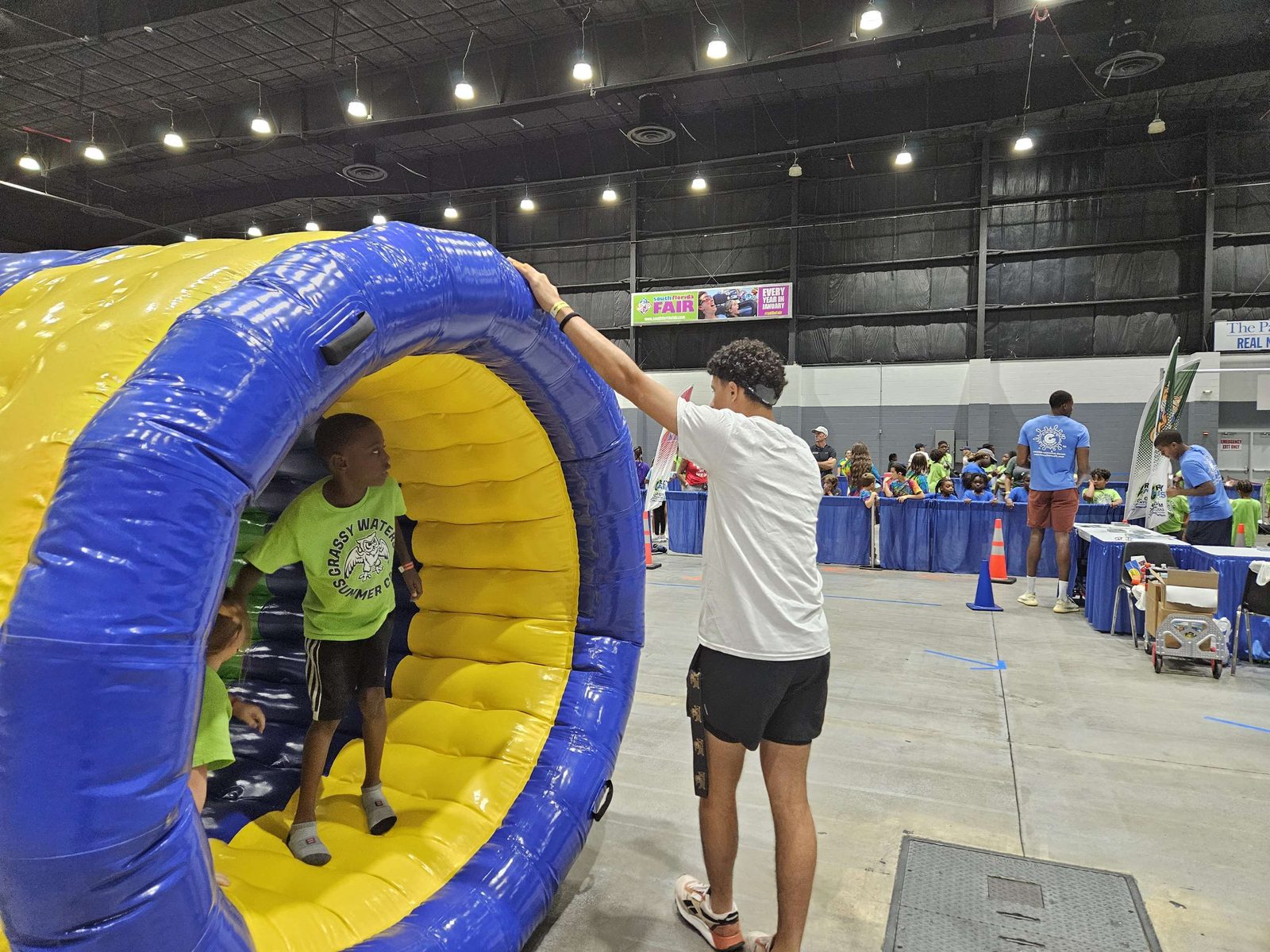 Human Hamster Wheels at a Crazy Games event