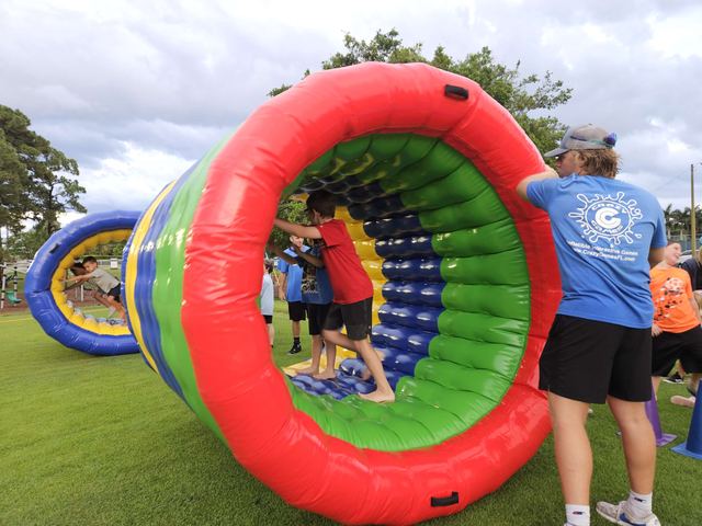 Human Hamster Wheels at a Crazy Games event
