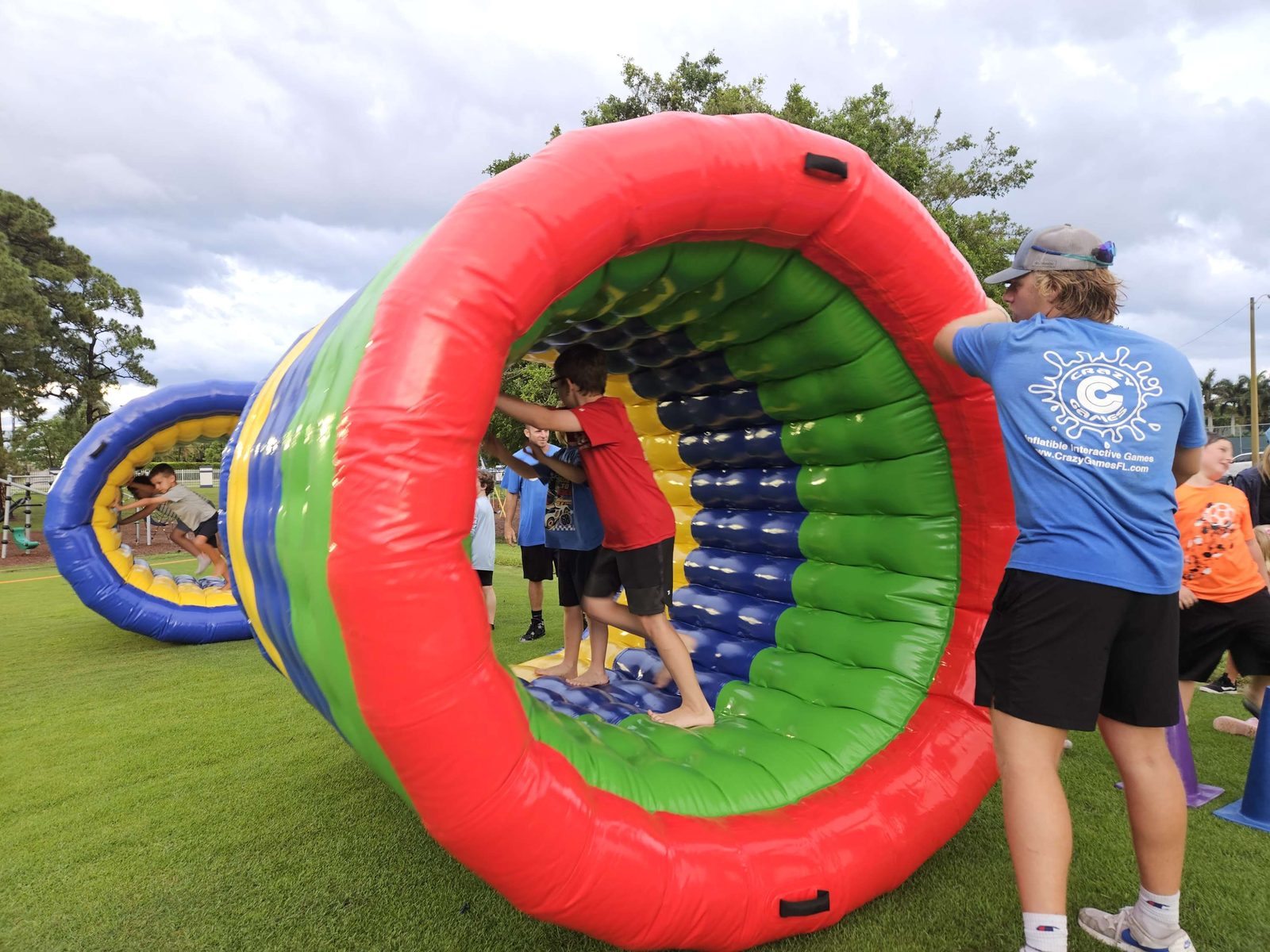 Human Hamster Wheels at a Crazy Games event