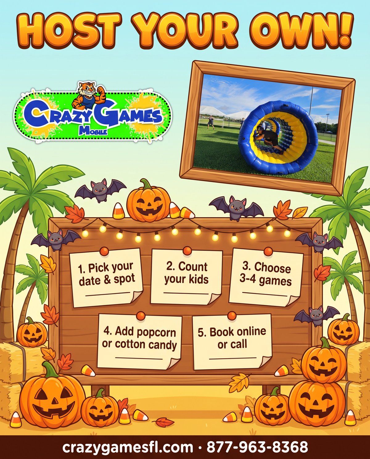 Crazy Games FL 5-step checklist for hosting your own Halloween trunk-or-treat or fall fest