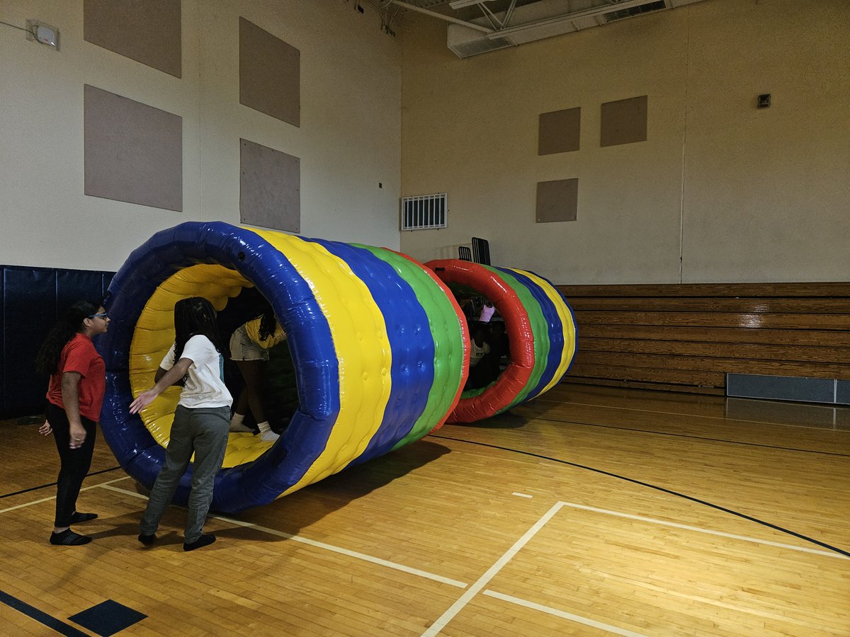 Crazy Games FL hamster wheels set up on a school gym floor for an indoor event in West Palm Beach