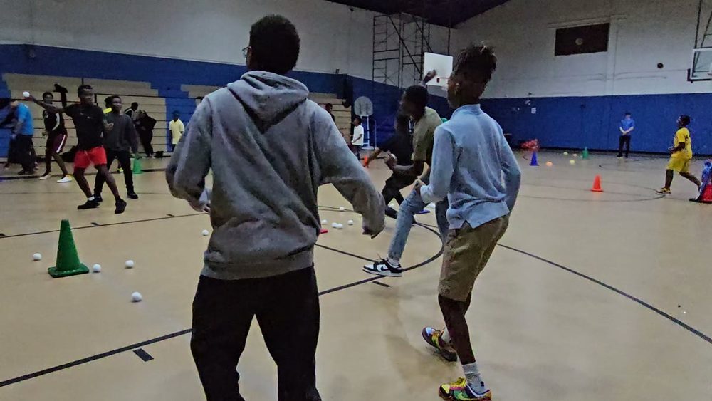 Kids playing Crazy Games holiday games at a real Palm Beach County event