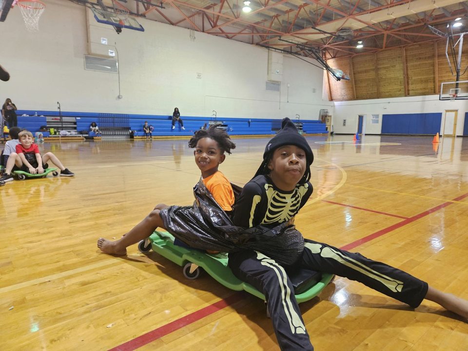 Kids playing Crazy Games interactive games at a real Palm Beach County event