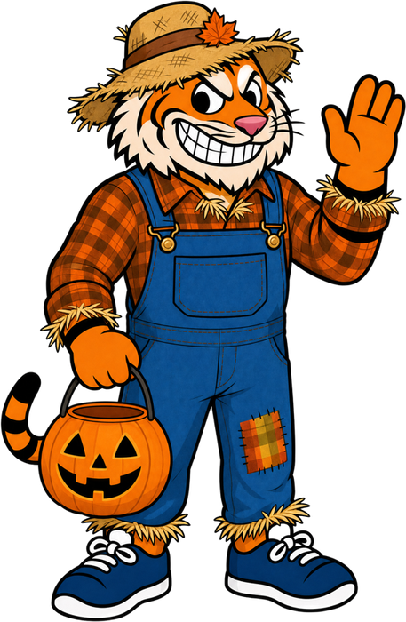 Tyler the Tyger as a scarecrow